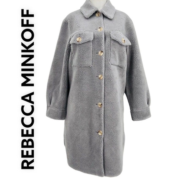 Rebecca Minkoff Plush Shirt Jacket Gray Size Large - Picture 1 of 13